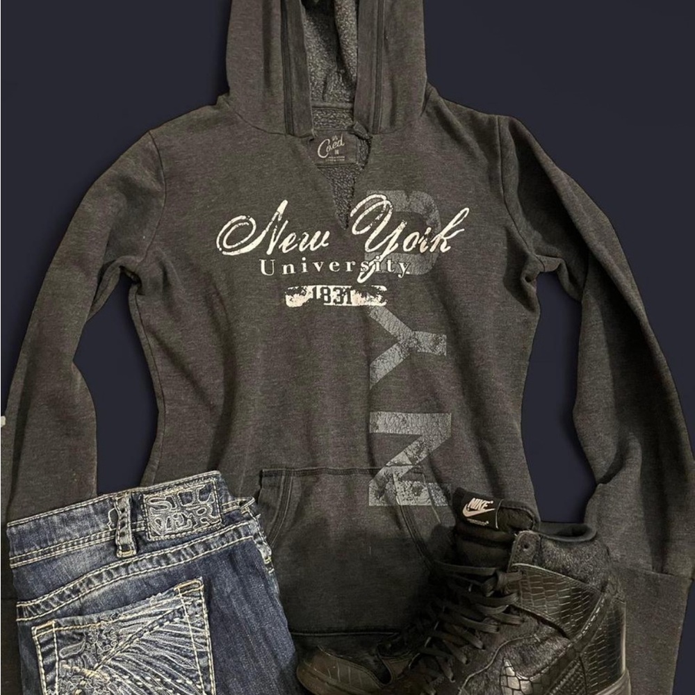 Gray New York University Hoodie